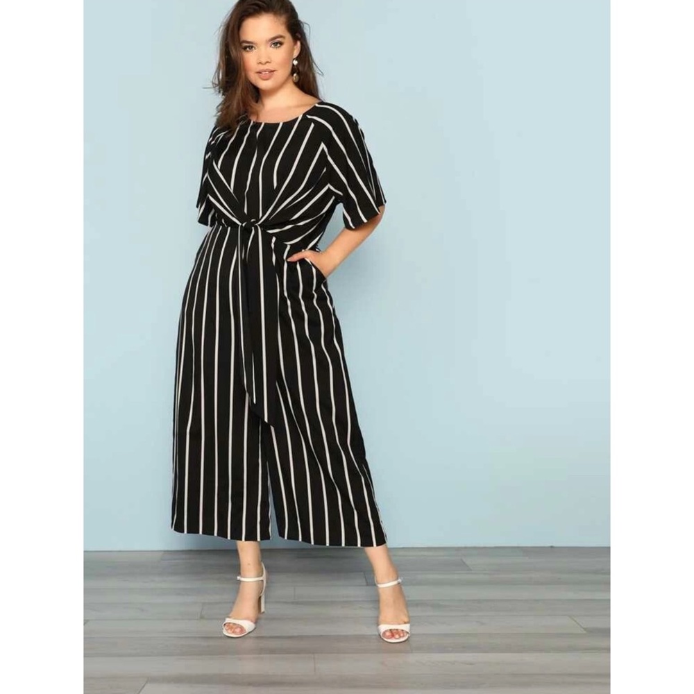 Striped wide leg jumpsuit